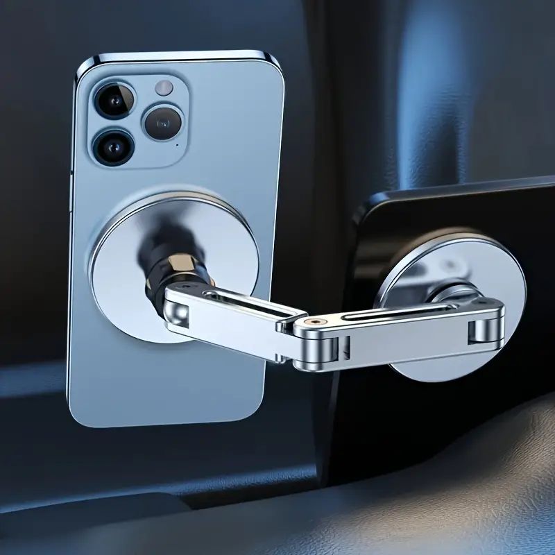 Car Metal Bracket, Foldable Phone Holder Magnetic Suction Mobile Phone Holder with 360 Degree Rotating Aluminum Alloy