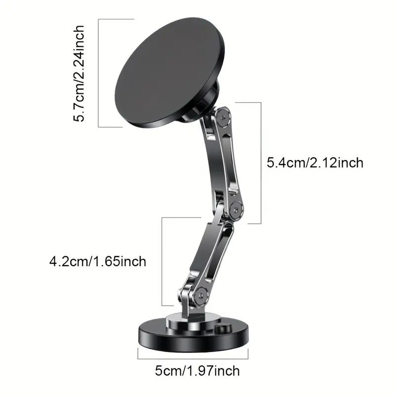 360 Rotatable Aluminum Alloy Car Phone Mount Dashboard Magnetic Holder for Gps &amp; Smartphones 4-6.7 Inches