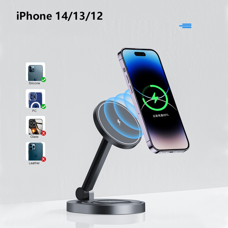 15W Fast Wireless Charger Stand for iPhone 15/14/13 Apple Watch 3 in 1 Foldable Charging Dock Station for Airpods Pro iWatch