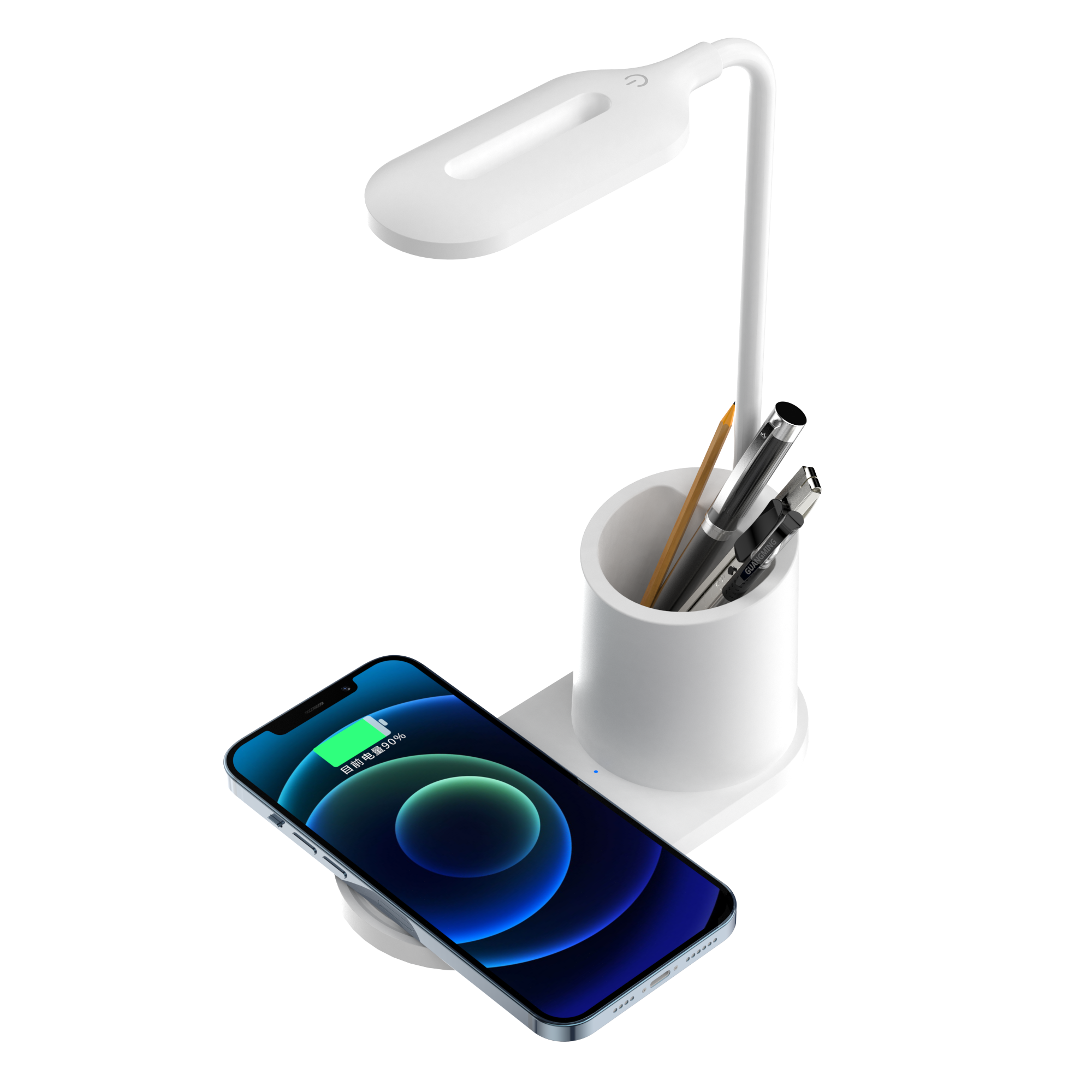 Manufacturer hot selling 3 in 1 wireless charger stand for phone wireless charger station with lamp and pen holder gift item