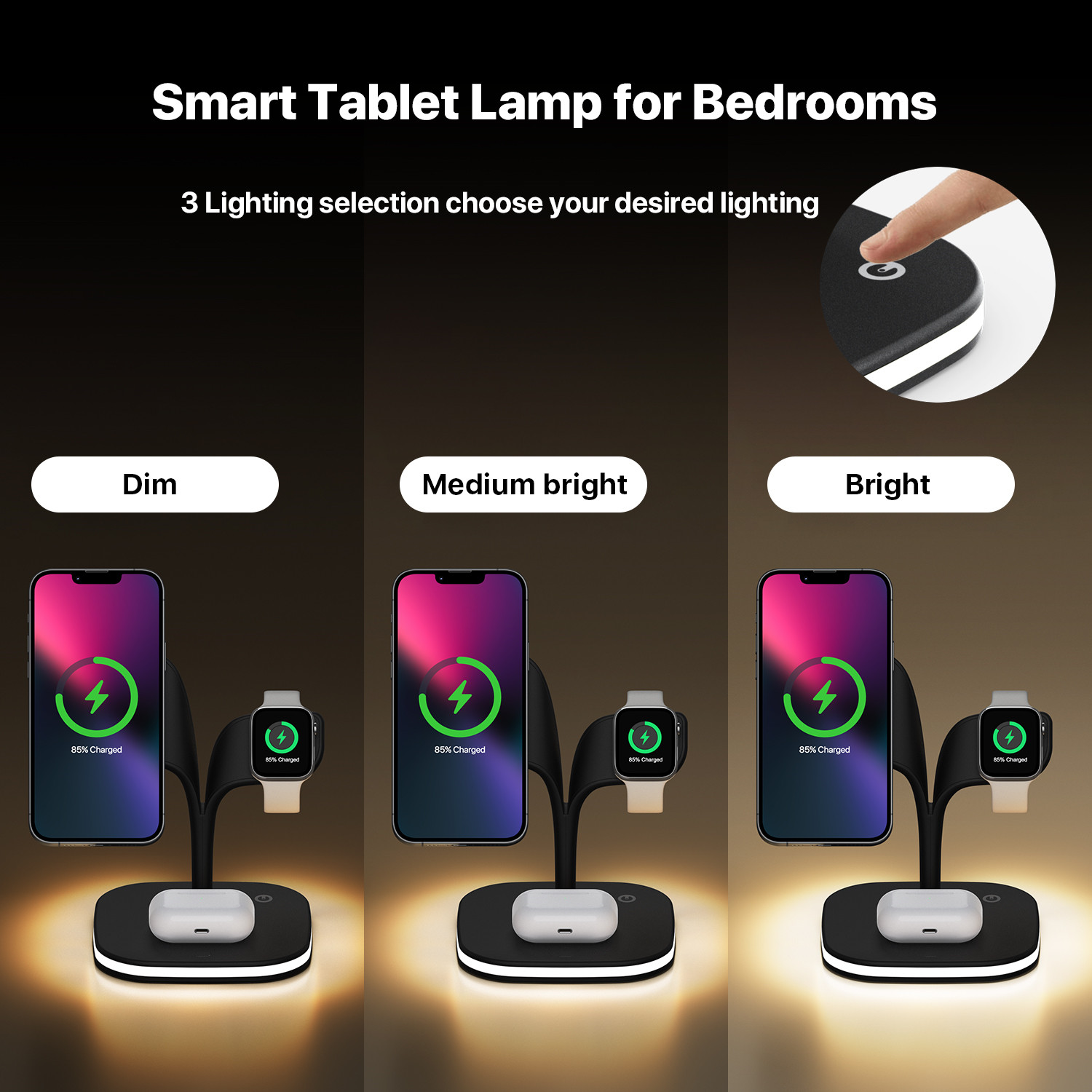 5 in 1 smart 15W magnetic multi charging station,fast wireless charging stand holder for iphone,airpods,iwatch