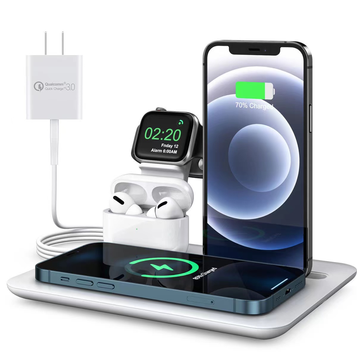15W Detachable Charger Stand 5 in 1 Wireless Charging Station for Apple Products Multiple Charger Dock