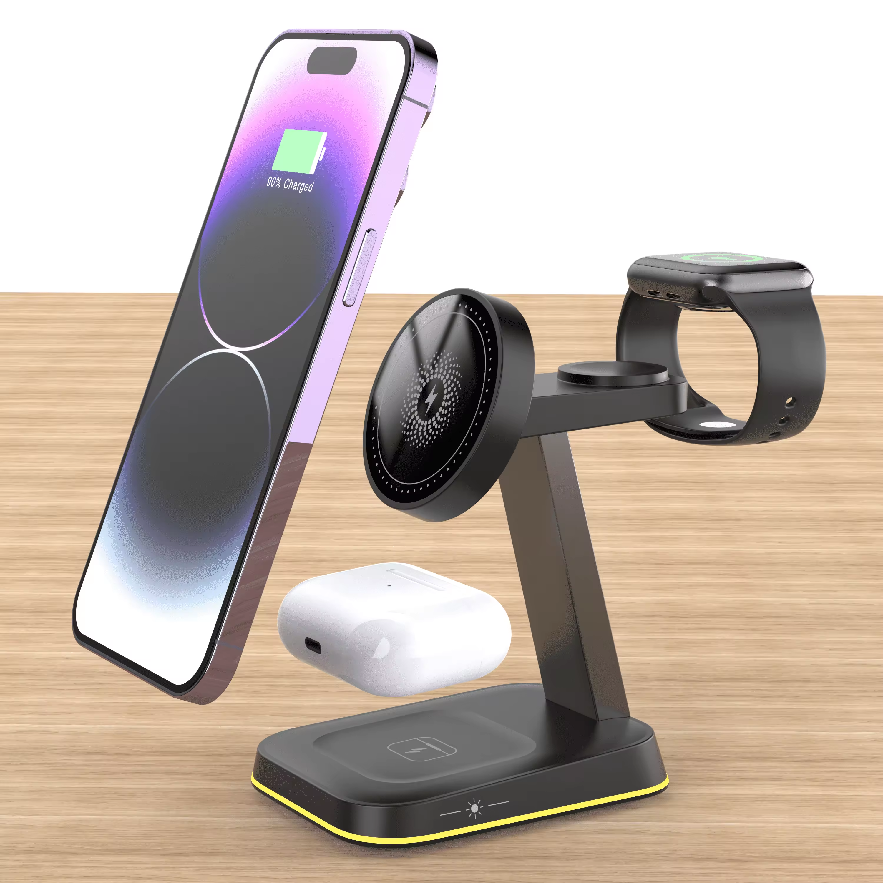 15W 3 in 1 Fast Charging Station Magnetic Wireless Charger Stand For iPhone 12 13 14 15 Pro Max for Apple Watch 8 7 for Airpods