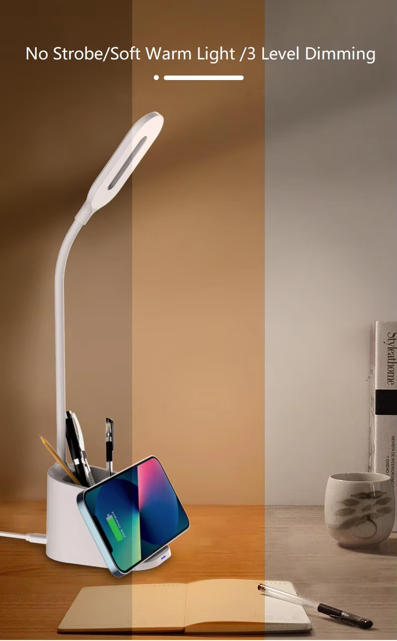 Modern Creativity Study Desk Reading Desk Lamp Hotel Bedroom Bedside Foldable Led Desk Lamp with Wireless Charging Stand