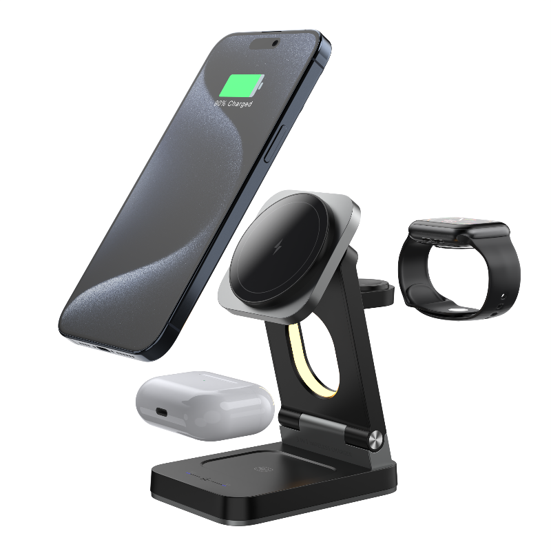 Wireless Foldable 3 in 1 Magnetic Charger 15W Fast Quick Charging Stand Station For iPhone Airpods iWatch