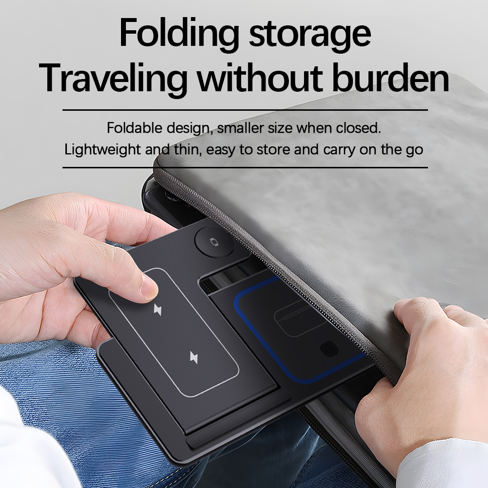 Foldable 15W 3 in 1 Wireless Charger for iPhone Airpods Charging Stand Smart Watch and Mobile Phone
