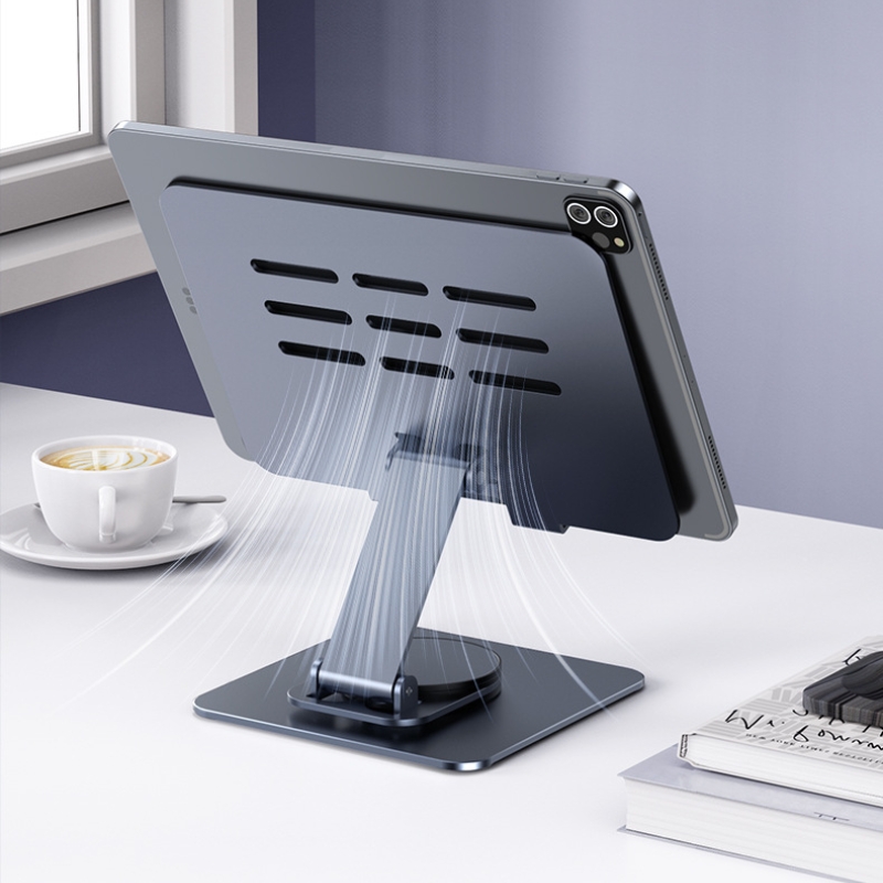 Metal material stable 360 degree rotating Adjustable tablet foldable portable stand for ipad pro tablet holder