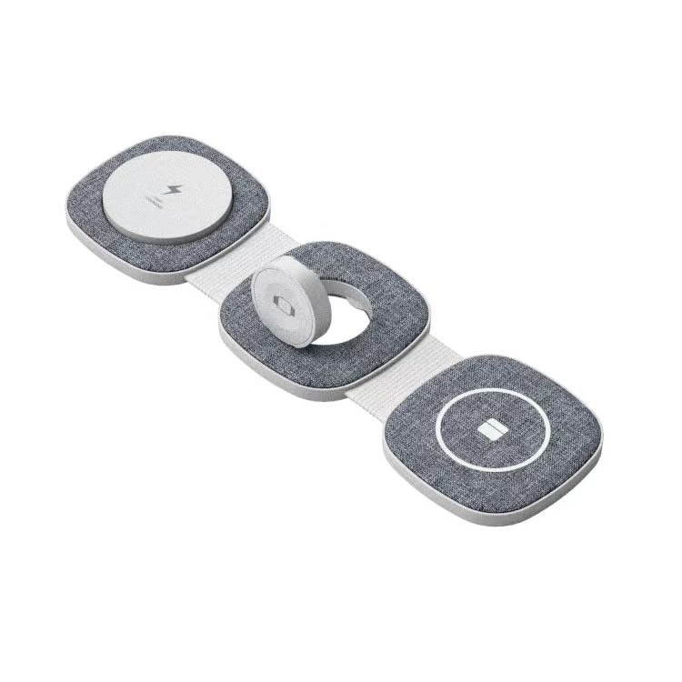 Unique Fabric 15W Foldable Magnetic 3 in 1 Universal Wireless Charger Charging Station for Apple Devices