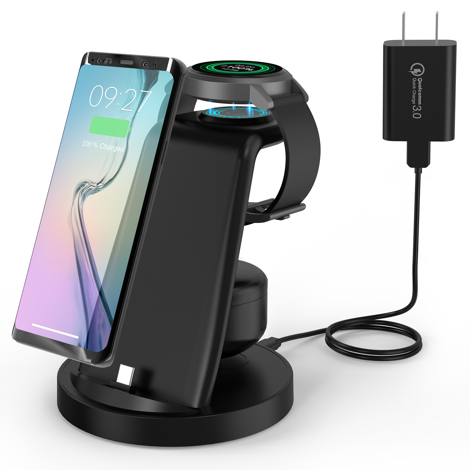 3 in 1 Wireless Charger Fast Wireless Charging Stand Station for Samsung Galaxy,Galaxy Watch 5/4/3,Active 2/1, Galaxy Buds