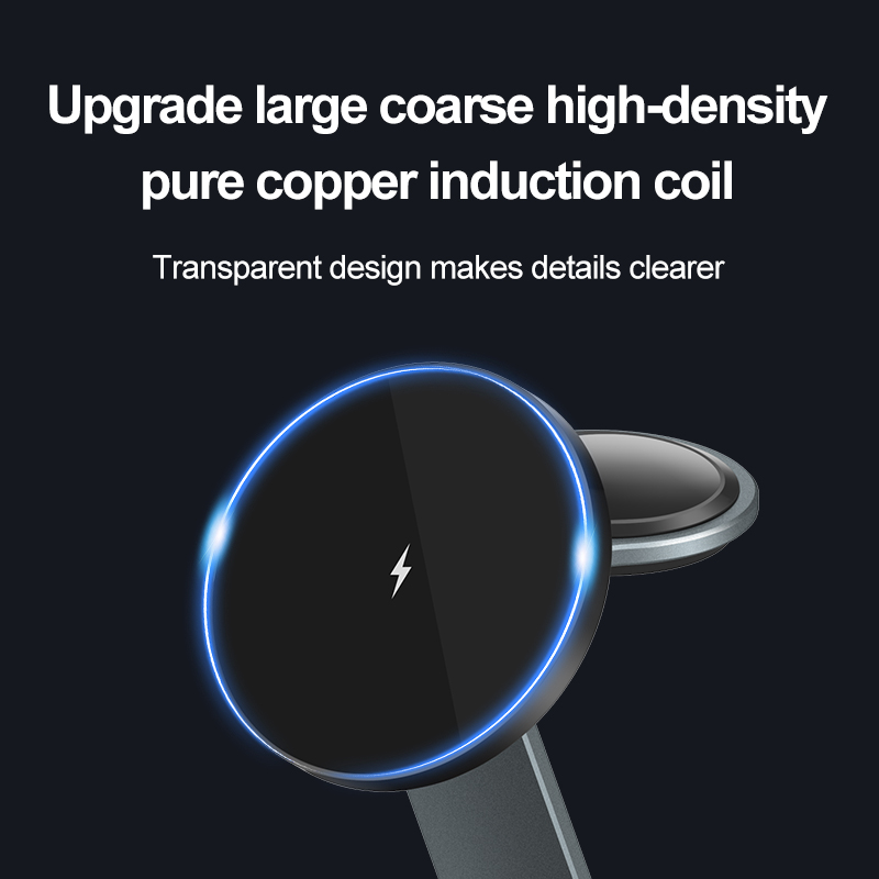 Metal Magnetic Wireless Charger Stand Dock 15W 3 in 1 Wireless Charger Station for Mobile Phones etc