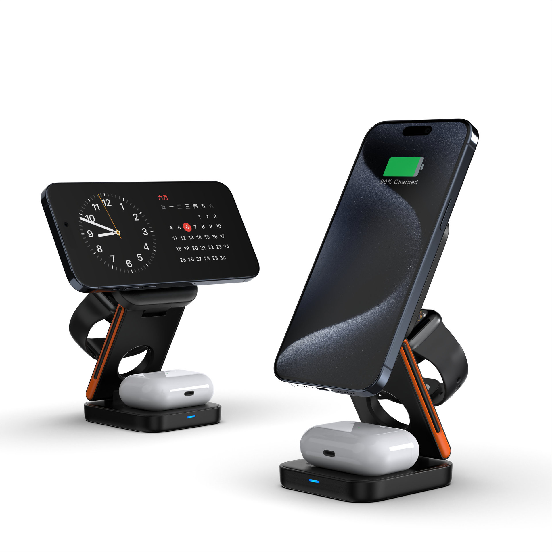 Foldable 15w Magnetic Wireless Charger 3 in 1 magnet station holder for iPhone 14 13 12 Pro Max for iwatch for airpods