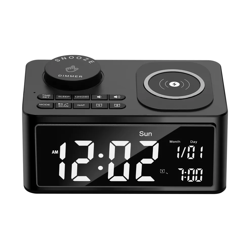 Factory New Gadgets Electronics Home Theater System BT Speaker Multi-Function Alarm Clock, 15W Wireless Charger, Date,FM Radio