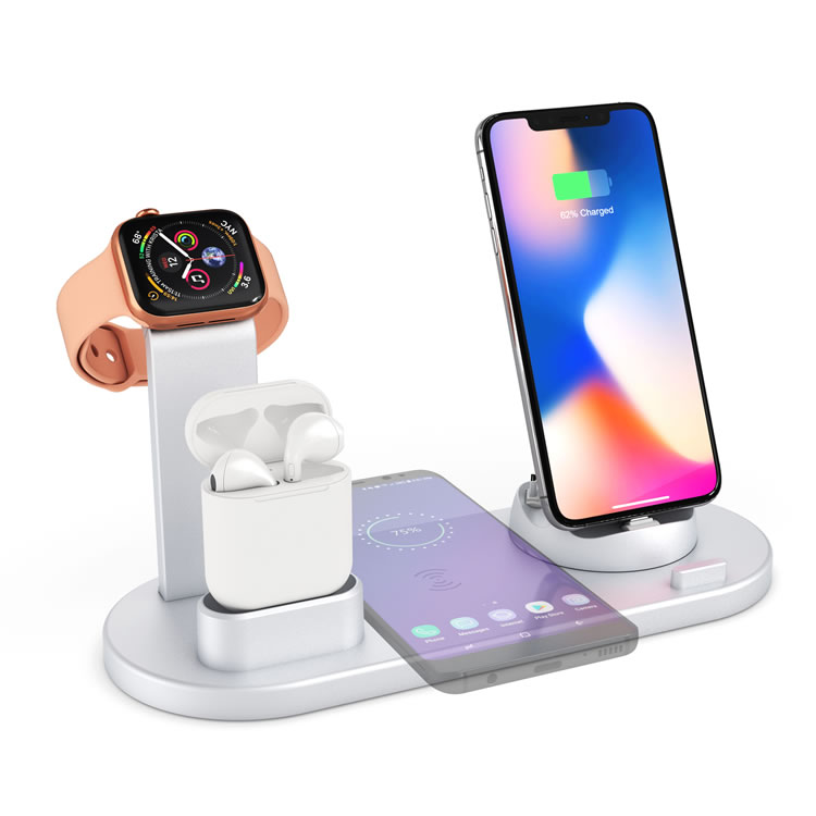 Multi 4 in 1 mobile wireless charger stand for iohone,apple watch,airpods etc