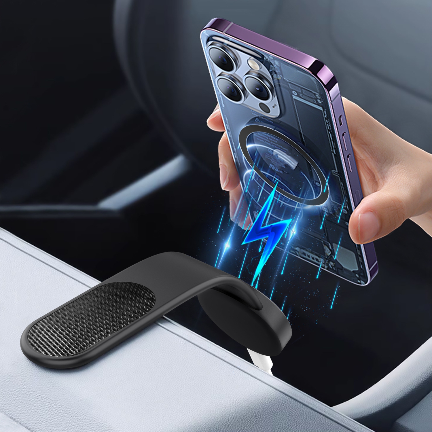 Bendable and Foldable at Any Angel Multiple Bendable Magnetic Car Phone Holder Memory Holder with 15W Wireless Charging