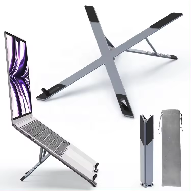 Smallest Size X-Shaped Design Laptop Stand for Desk, Adjustable Foldable Aluminum Laptop Stand for MacBook, Laptops, Notebook