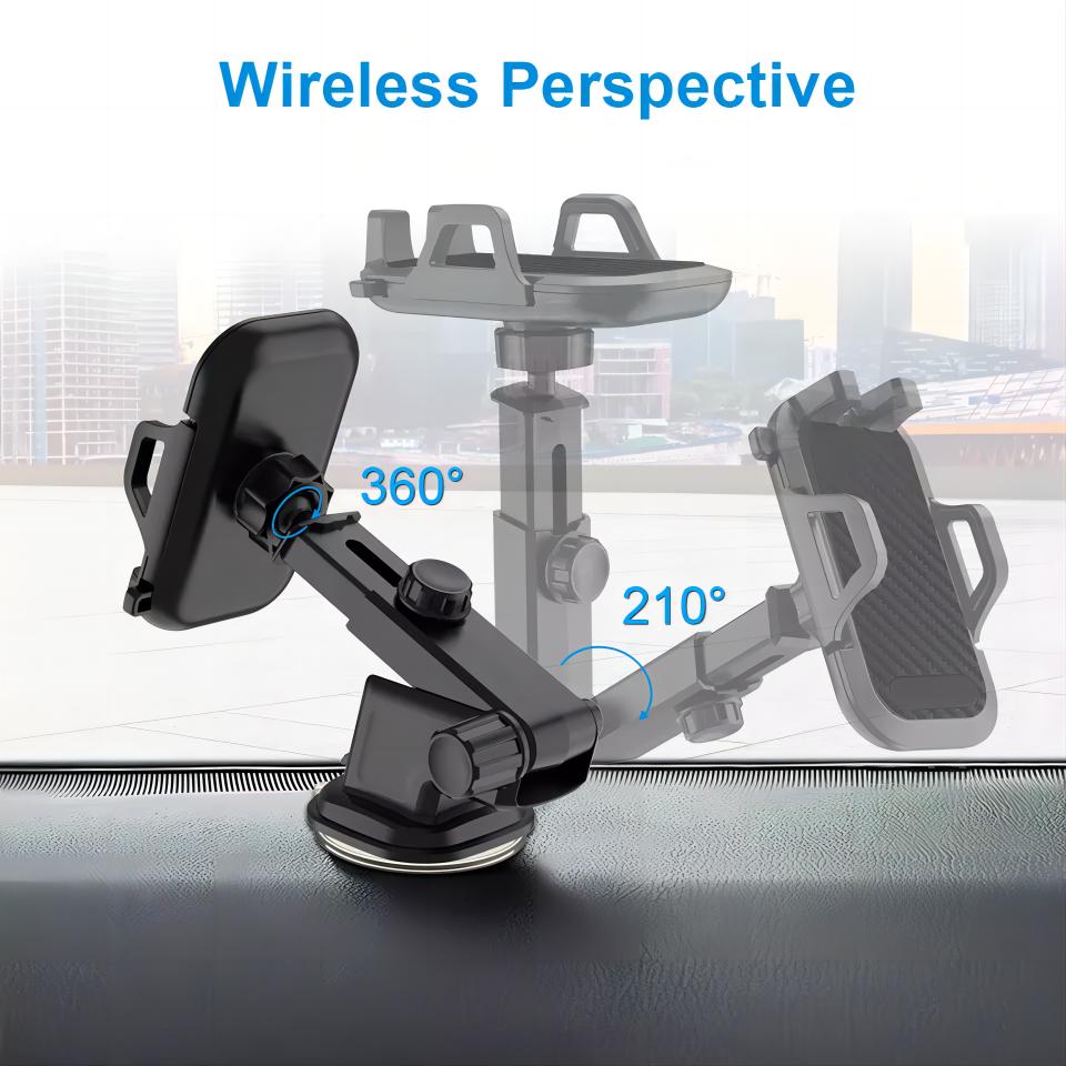 360 Degree rotatable and retractable long arms strong suction flexible car phone holder dashboard mount for IPhone best price