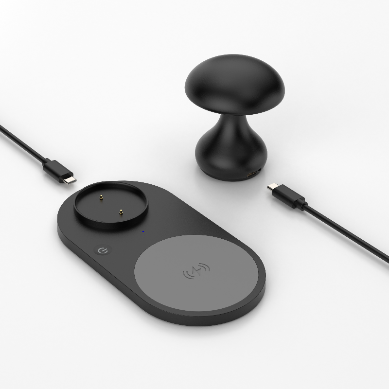 2 in 1 Detachable Mobile Phone Wireless Charger Mushroom LED Desk Lamp Bedroom Night Light Ambient Glow Wireless Charging Stand