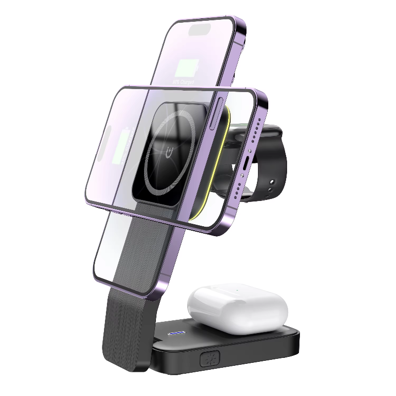 3 in 1 foldable magnetic wireless charger &amp; stand kit customized 4 in 1 wireless fast charger phone charger stand