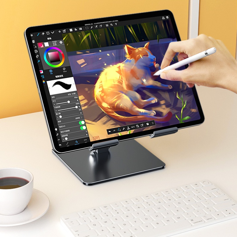 OEM Metal Tablet Stand Phone Holder From 4.7'' to 12.9'',Foldable Table Stand Holder,Adjustable Desktop Holder for Mobile Device