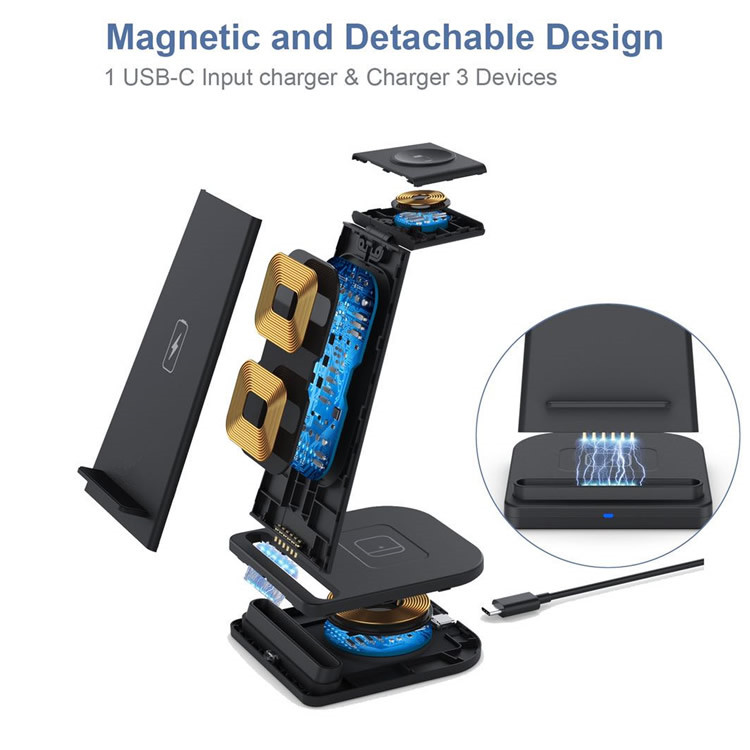 Detachable Charger 15W 3 IN 1 Wireless Charger Charging Station For iPhone 14/13 pro Fast charger