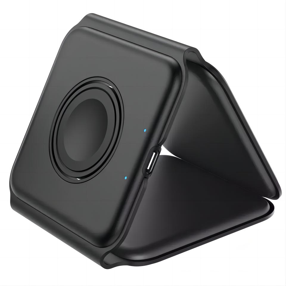 Smart 3 in 1 Wireless Magnetic Foldable Charging Station Stand 15W Fast Wireless Charging Pad for iPhone AirPods Apple Watch