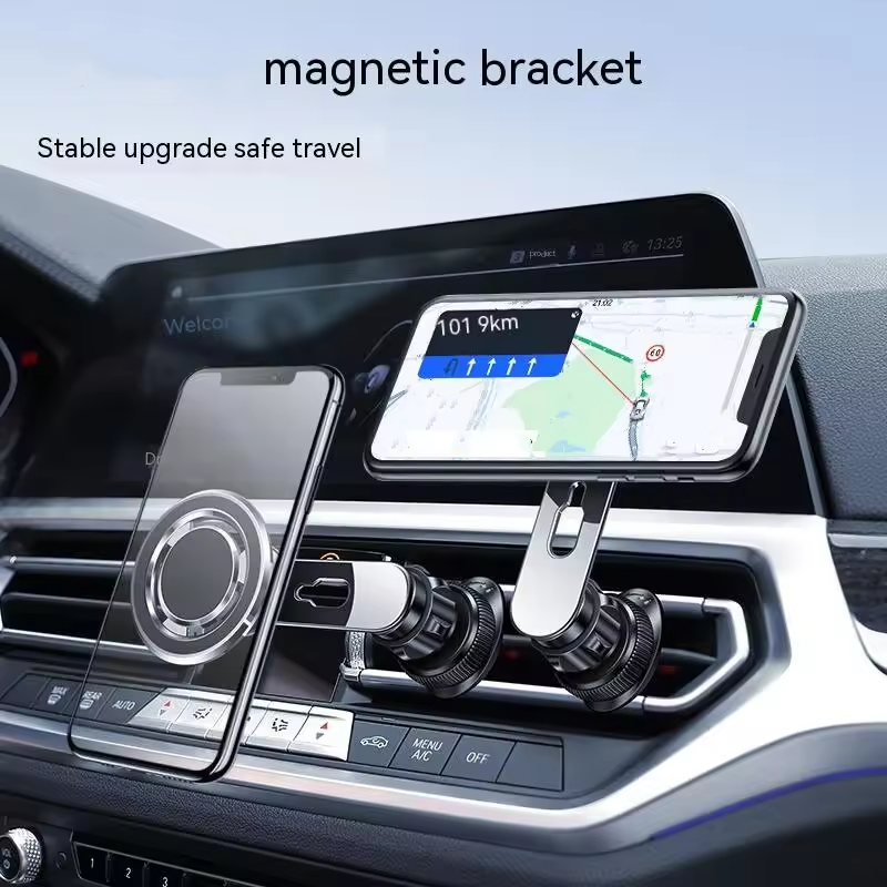Magnetic Phone Car Mount Extended Arm Phone Holder For Car Air Vent Aviation Alloy Cell Phone Holder Car Navigation Bracket