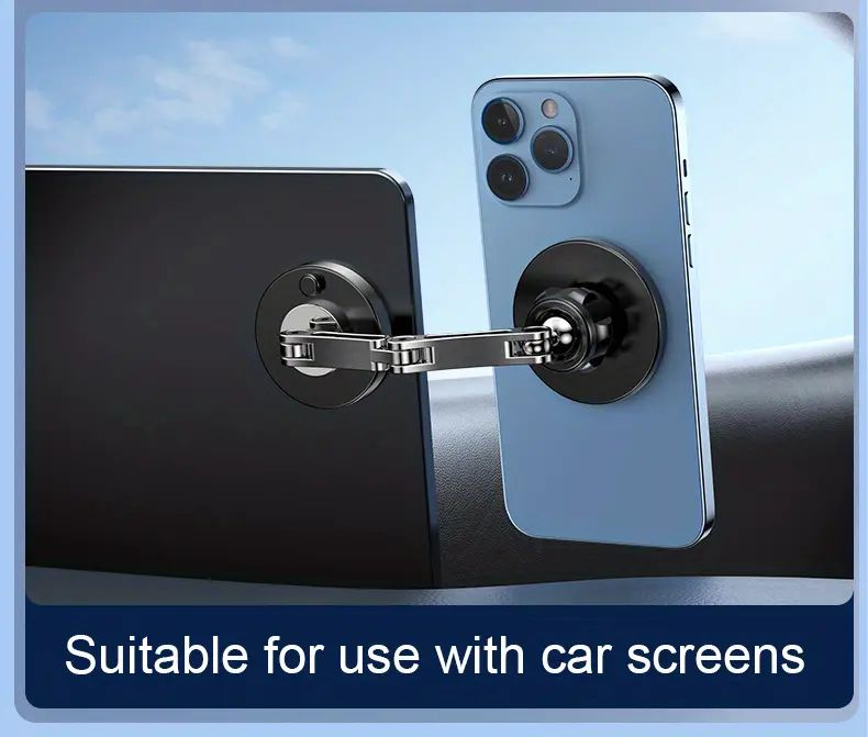 360 Rotatable Aluminum Alloy Car Phone Mount Dashboard Magnetic Holder for Gps &amp; Smartphones 4-6.7 Inches