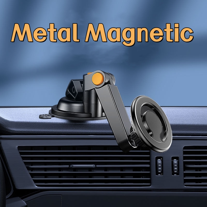 Alloy Magnetic Suction Cup Phone Holder Car Adjustable Mobile Phone Windshield Stand Mount Clip Holder On Dashboard Long Arm