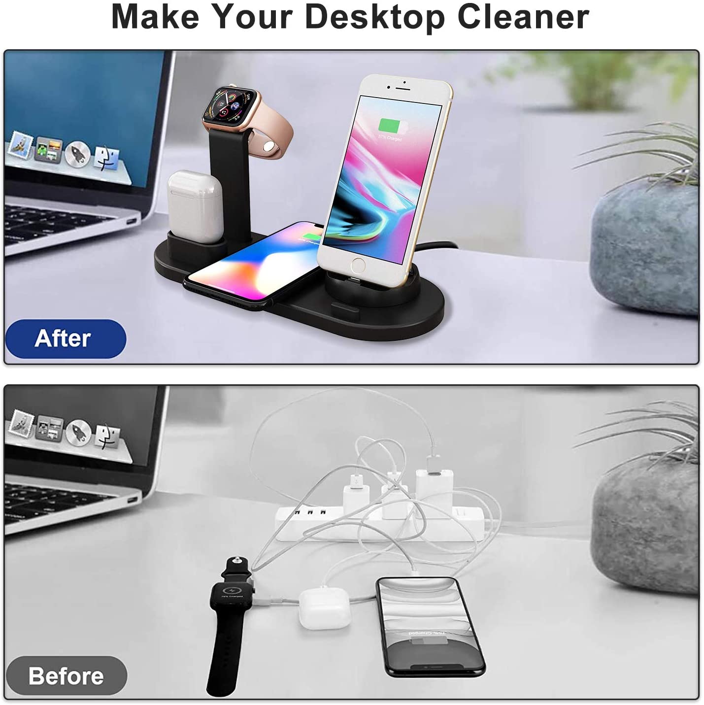 6 In 1 15W Fast Charger Stand Charger Dock Earphone Watch Mobile Phone Smart Wireless Charging Station for Multiple Device