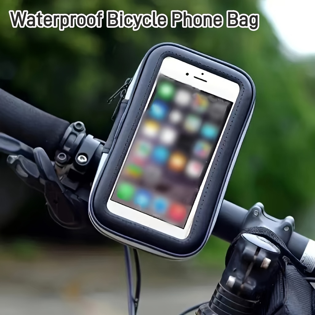 Bicycle Front Handlebar Bag Cycling Rainproof Touch Screen 360 Adjustable Phone Bag Bike Waterproof with Bottom Cable Entry