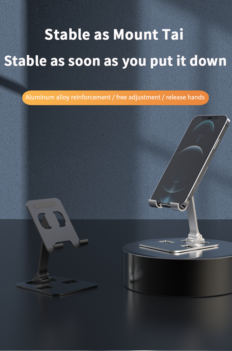 Foldable Cell Phone Stand for Desk Adjustable Portable Aluminum Metal Phone Holder for All Phone iPhone iPad Tablet
