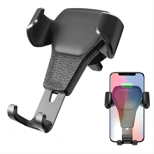 Portable Leather Gravity Air Vent Cell Phone Holder Bracket for Multifunctional Rotary Mobile Phone Car Mount Phone Stand