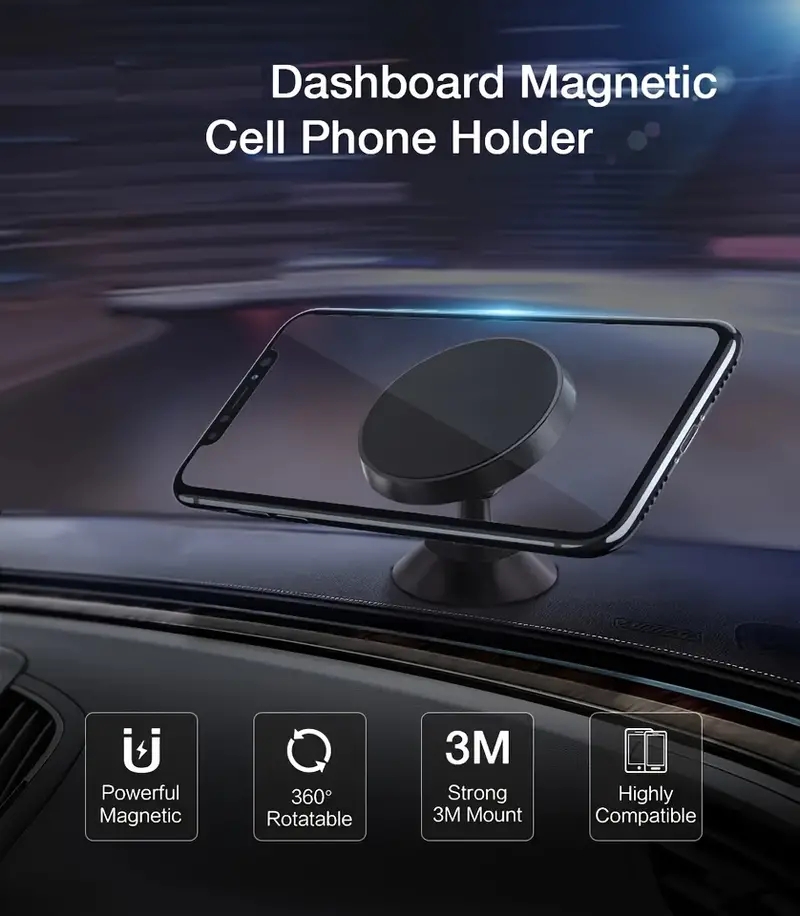 360 Mini Rotatable Universal Magnetic Cell Phone Mount For Car Phone Holder, Magnetic Phone Holders For Car Dashboard