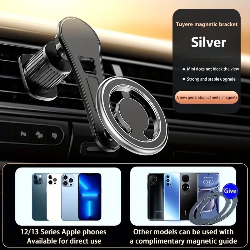 Creative Auto Rotatable Stable Magnets Long Arm Air Vent Clip Magnetic Car Mount Phone Holder for iPhone 15 14 13 12