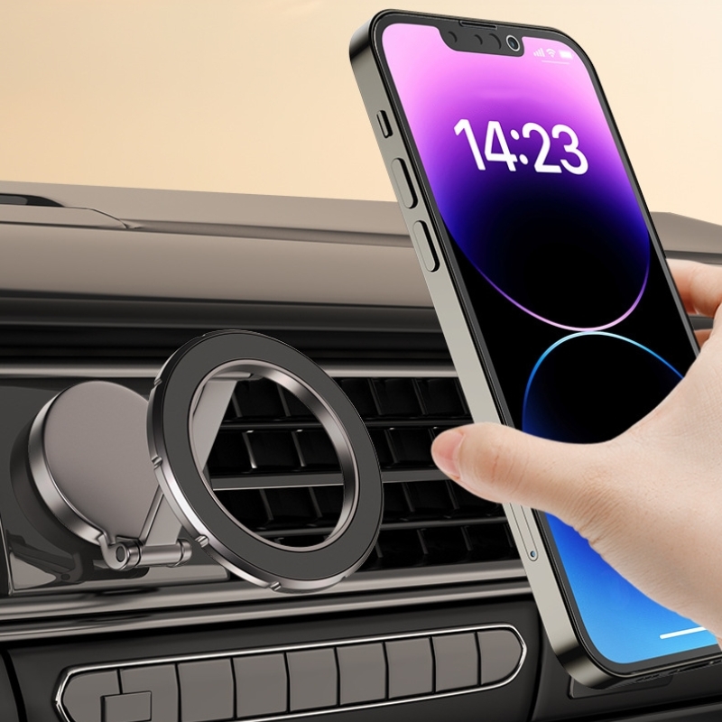 810 Degree Rotating Strong Zinc Alloy Metal Phone Holder Magnetic Double Damping Folding Dashboard Mobile Car Phone Holder