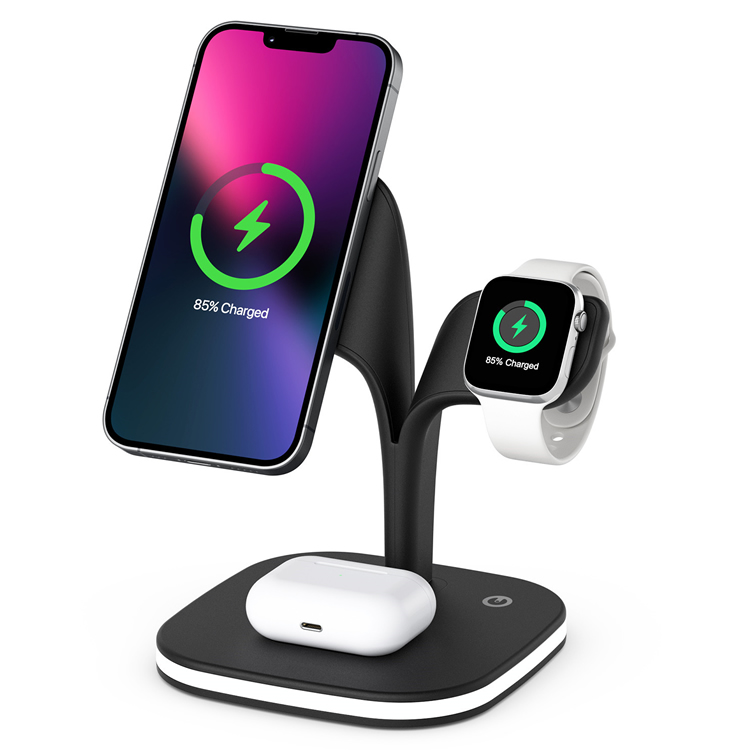 15W Fast Magnetic Wireless Charger Station for iPhone 14 13 12 Pro Max for iWatch for earphone 5 in 1 Wireless Charger Stand