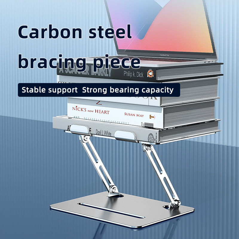 Ergonomic portable metal notebook desktop holder bracket base foldable carbon steel laptop stand adjustable