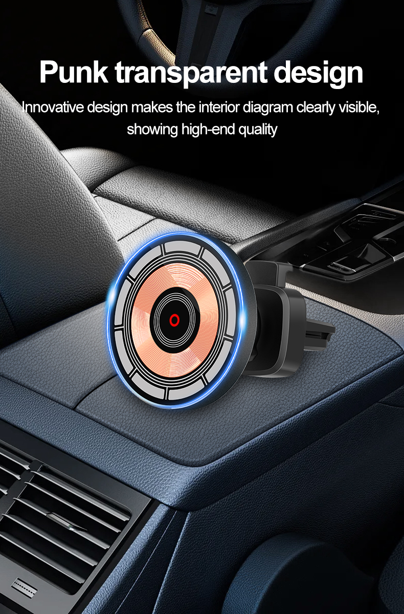 Transparent 360 degree rotation Car Mount Air Vent Holder For iPhone 15 14 13 12 Pro 15W Magnetic Wireless Car Charger