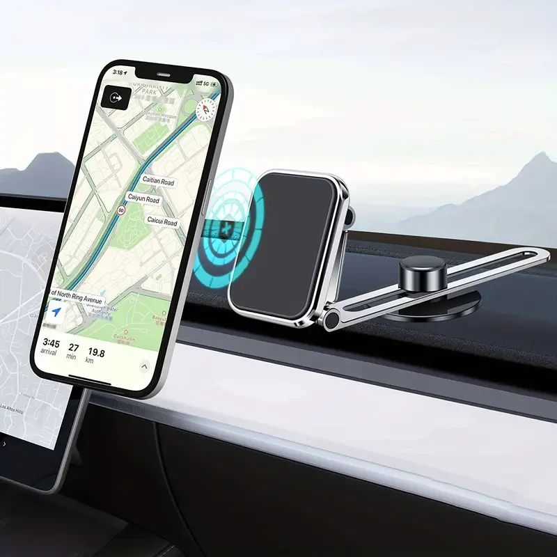 Upgrade Your Driving Experience Dashboard Aluminum Extendable Arm Double Folding Magnetic Phone Holder for Car Display Screen
