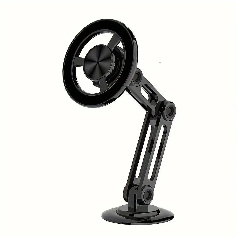 Aluminum Alloy Magnetic Car Phone Holder, Anti-Shake Telescopic Folding Phone Stand 360 Rotation Adjustable Navigation Bracket