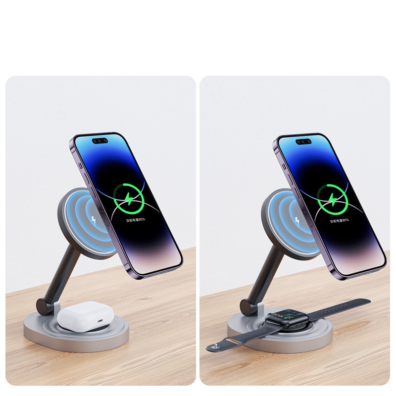Trending Products 2024 New Arrivals Wireless Charging Station Foldable 3 in 1 Fast Wireless Charger Stand