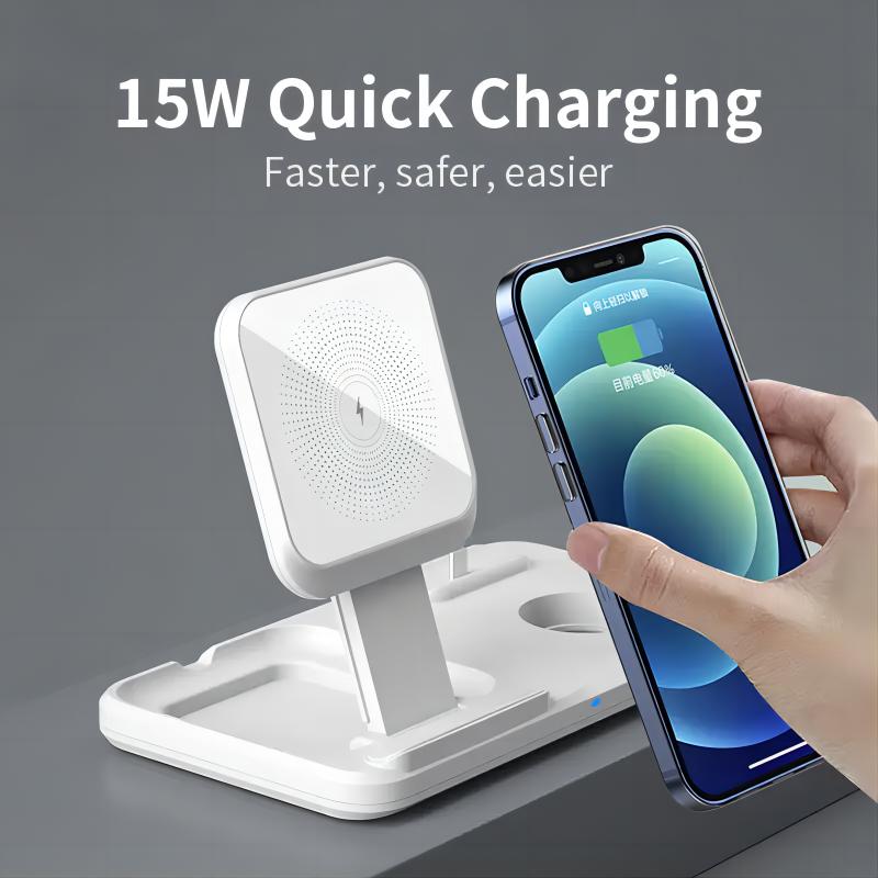 2023 Hot selling Products Charger Foldable 15W 3 In 1 Wireless Charger Charging Station for iPhone 14/13 pro Fast Charger