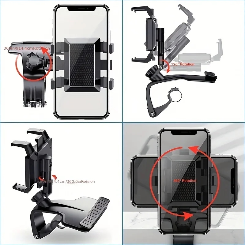 Car Phone Holder Clamp Multifunction Car Dashboard Holder 360 Degree Adjustable Car Mount Bracket Clip with Phone Number Plate