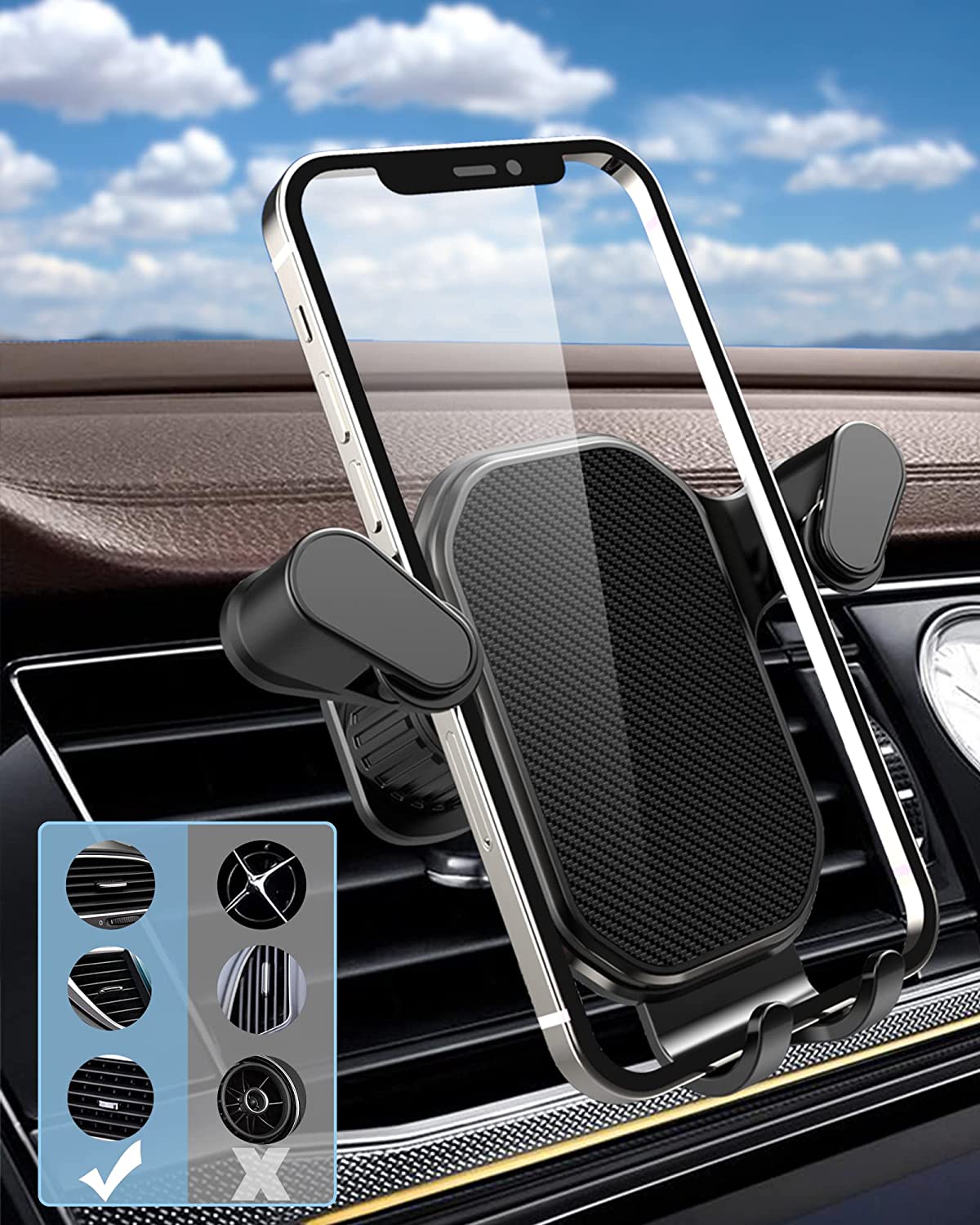Gravity Car Phone Holder Mobile Phone Stand GPS Support Universal Car Air Vent Mount for iPhone 14 13 12 Pro Max Xiaomi Samsung