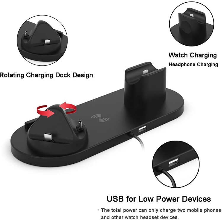 Smart all in one 15w wireless charging pad with iwatch and iphone stand