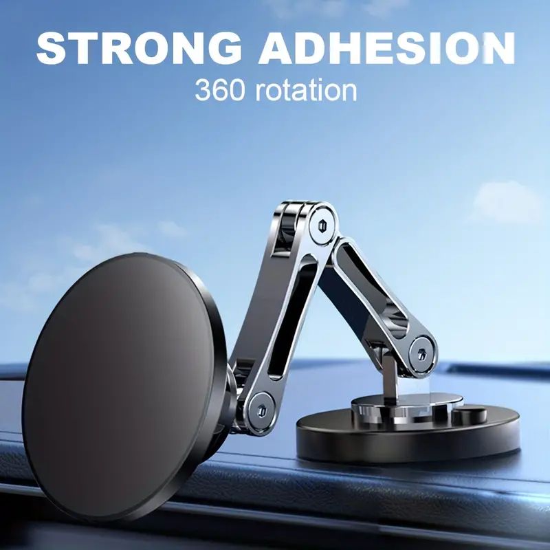 360 Rotatable Aluminum Alloy Car Phone Mount Dashboard Magnetic Holder for Gps &amp; Smartphones 4-6.7 Inches