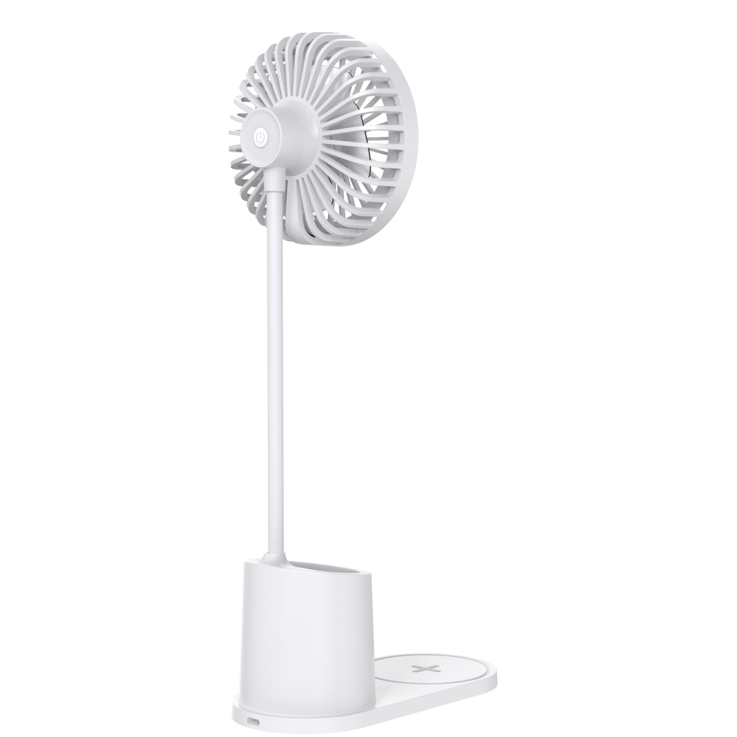 OEM 4 in 1 usb table mini fan mobile phone 15W wireless charging desktop USB charging fan LED desk lamp