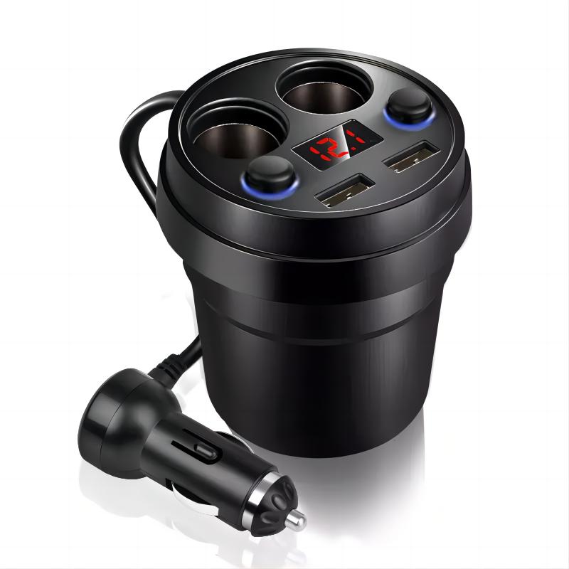 3.1A Cup Car Charger 2 USB Power Socket Adapter Cigarette Lighter Splitter Mobile Phone Chargers With Voltage LED Display