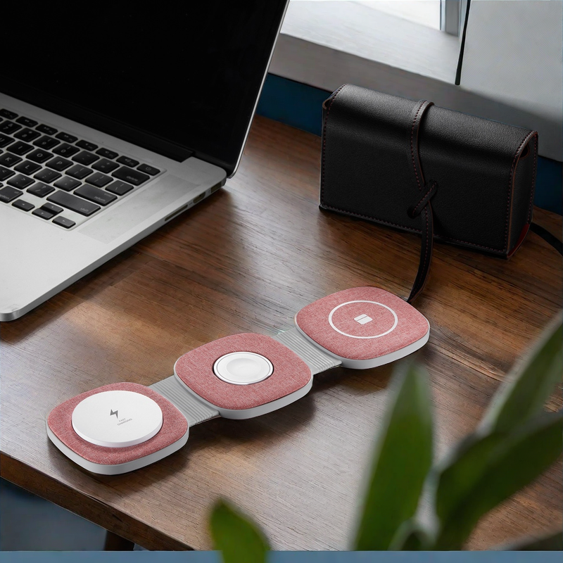 15W Newest Fabric Magnetic Portable 4 in 1 Fast 3in1 Wireless Charger Holder Foldable 3 in 1 one Wireless Charger Stand