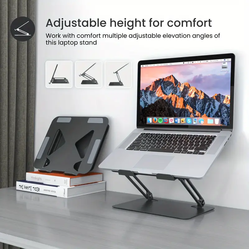 Foldable Desk Clip Holder Laptop Stand,Collapsible Metal Laptop Desktop Stand, Compatible with Air/Pro, Dell, HP, All Laptops